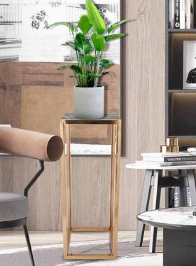 金属架不锈钢摆件展示几台底座地花边架花几现代客厅BJDI雕塑落展