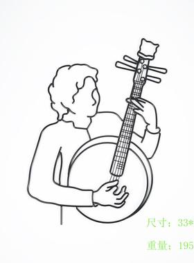 06835261简柜约金属艺吉他人桌面摆件橱样板工铁艺品挂件墙饰窗品