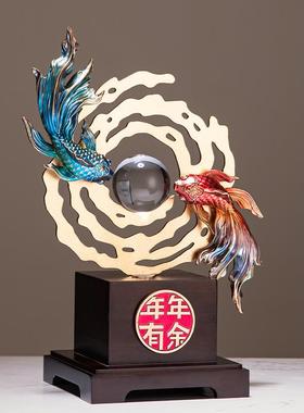 老板办公总经理LYR风生室水起摆件中式客厅招新财如得水酒柜装饰