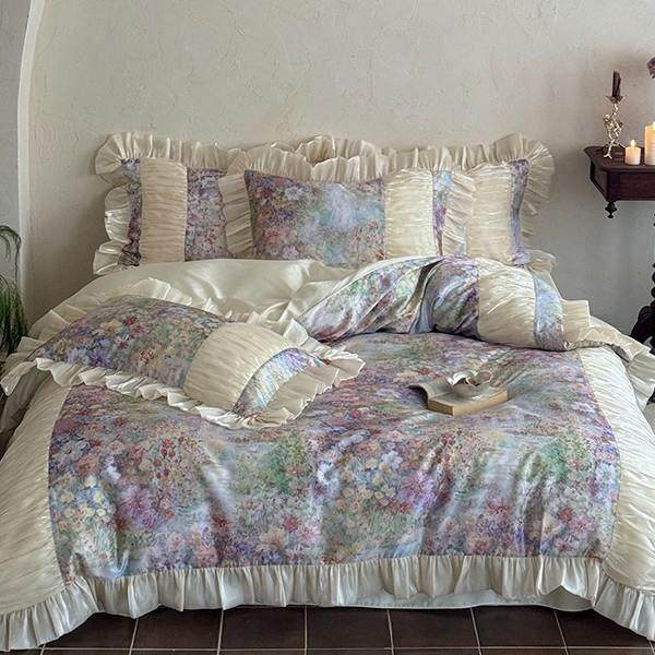 轻奢法式兰精天丝棉四件套高级韩式清新花卉数码印花床上用品,淘宝优惠券,粉丝福利购,淘宝优惠卷