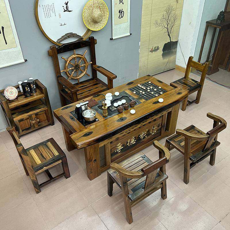 老船木实木茶桌椅组合家用中式古典茶几原木办公异行茶台客厅茶台,淘宝优惠券,粉丝福利购,淘宝优惠卷