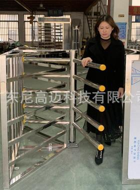 手动机械桥式滚闸机不锈钢三辊闸人行通道摆闸翼闸全高旋转栅门图