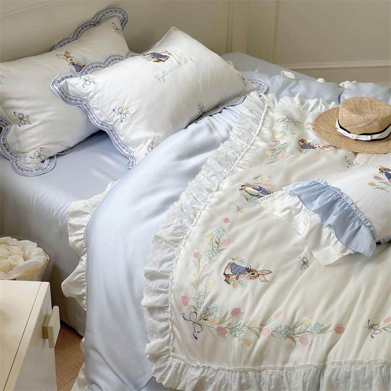 可爱小清新60支天丝四件套夏季新款小兔被套床单冰丝裸睡床上用品,淘宝优惠券,粉丝福利购,淘宝优惠卷