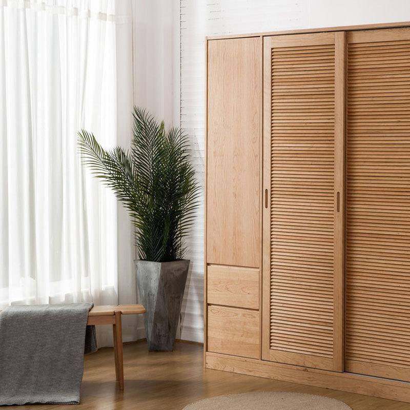 北欧简约风格实木衣柜白橡木樱桃木日式儿现代童百叶门推拉门橱柜,淘宝优惠券,粉丝福利购,淘宝优惠卷