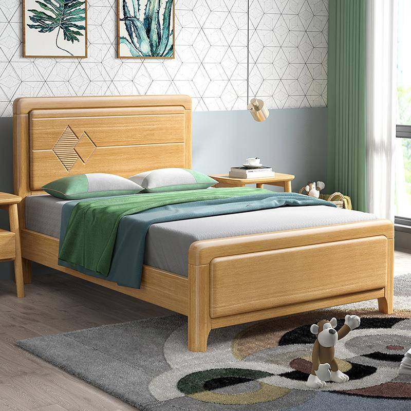 儿童床双人床榉木小户型卧室现代简约实木单人床1.2米男孩女孩床,淘宝优惠券,粉丝福利购,淘宝优惠卷