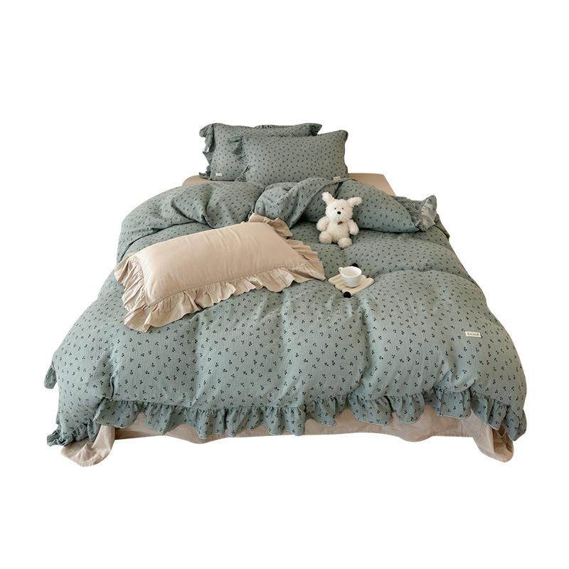 超柔全棉双层纱四件套儿童纯棉三件套花边少女心被套床单床上用品,淘宝优惠券,粉丝福利购,淘宝优惠卷