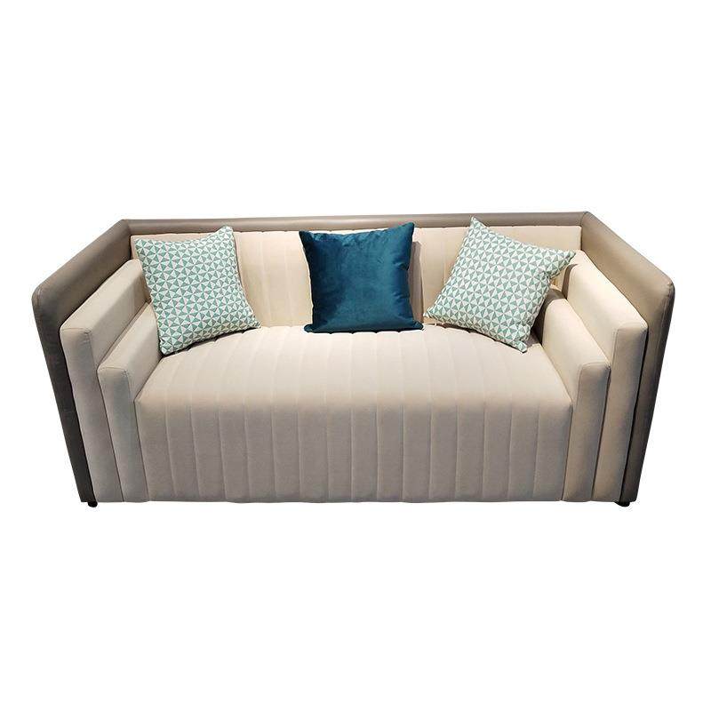 现代简约一字直排皮布沙发家用客厅公寓酒店大堂接待厅双三人沙发,淘宝优惠券,粉丝福利购,淘宝优惠卷