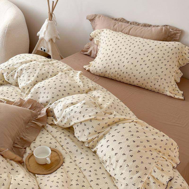 超柔全棉双层纱四件套儿童纯棉三件套花边少女心被套床单床上用品,淘宝优惠券,粉丝福利购,淘宝优惠卷