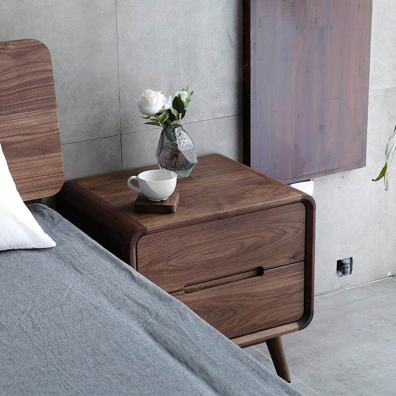 北欧全实木黑胡桃木床头柜白橡木收纳柜现代简约卧室樱桃木储物柜,淘宝优惠券,粉丝福利购,淘宝优惠卷