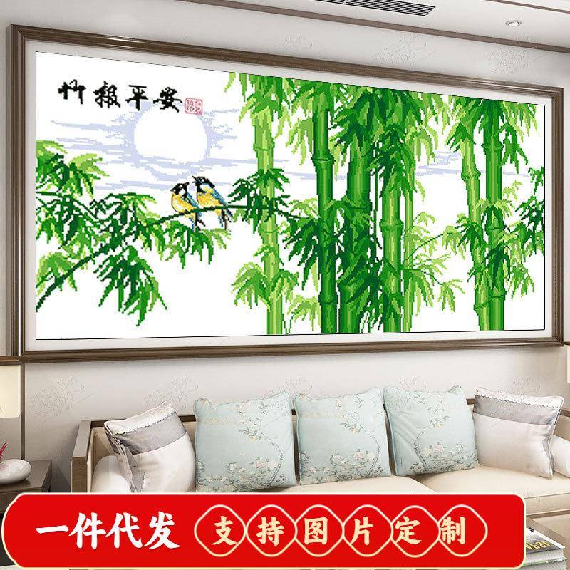 竹报平安5d满钻石画钻AC256客厅大幅风清石新自然贴钻十字绣砖画 - 图2