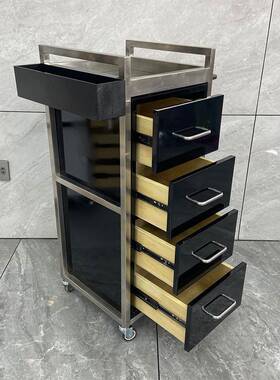 不锈钢理发店工具柜美发柜子发廊专用工具台收纳储物柜带抽屉推车