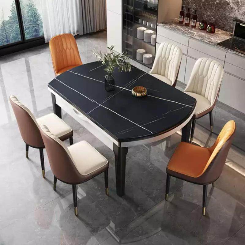 实木伸缩岩板餐桌意式极简轻奢大理石餐桌椅组合小户型折叠圆饭桌,淘宝优惠券,粉丝福利购,淘宝优惠卷