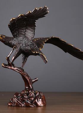 黄鹰摆件老鹰大鹏展翅装业饰品摆设家铜居办树桩鹰公室公司铜乔迁