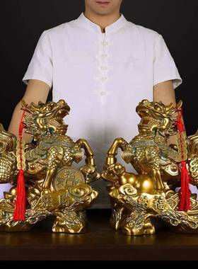 纹饰麒麟摆件一对招财纳福办公室装品家居B6365914玄关乔木日迁新