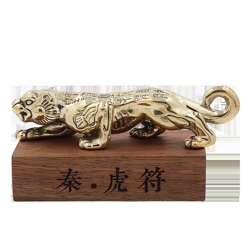 Brass tiger charm paperweight ornaments brush holder pen rest ruler home accessories crafts antique hand piece tiger