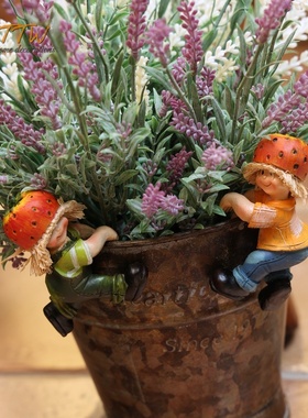 田园乡村草莓攀爬花盆边饰爬缸娃娃花园阳台庭院树脂家居装饰摆件