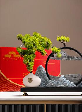 新式创意迎客松流沙玄画摆件装饰品高中级感礼250719-0客厅关办公