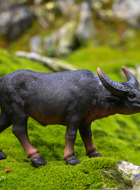 仿真小水牛摆件桌面客厅装饰摆设小孩骑牛园艺布景树脂工艺品摆件