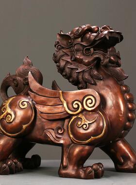 铜貔貅摆件一ZKL对招聚财皮丘铜貔貅客厅制办公室开业特财大黄号