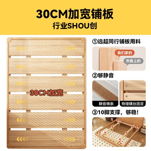 床1米8双人床主卧2024新款纯实木床FAS北美红橡木防潮排骨架床 - 图1