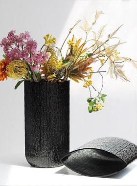 现代奢创意异形冰川水波纹玻璃花瓶居计样家板BX1-23H1间桌轻面装