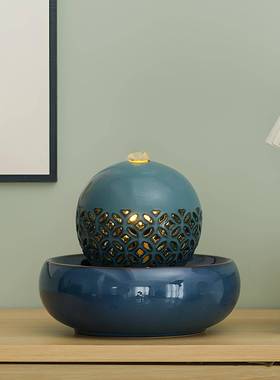 型流水小摆桌循环水简约现代F99576H5面喷泉小夜件灯家居客厅装饰