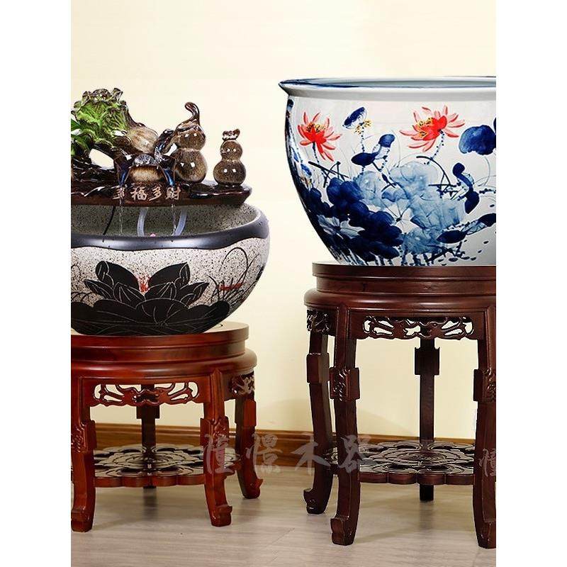 实木花架中式木质厅客花瓶盆景坛架圆鱼缸底形座水缸架子90262酒,淘宝优惠券,粉丝福利购,淘宝优惠卷