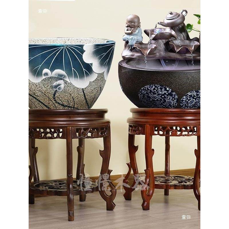 实木花架中式木质厅客花瓶盆景坛架圆鱼缸底形座水缸架子90262酒,淘宝优惠券,粉丝福利购,淘宝优惠卷
