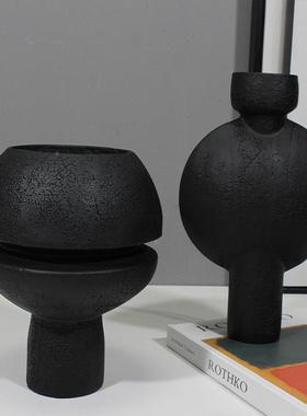 新中式韵创NRS意几关何体裂纹花器摆件餐厅客厅板玄台面样间摆味