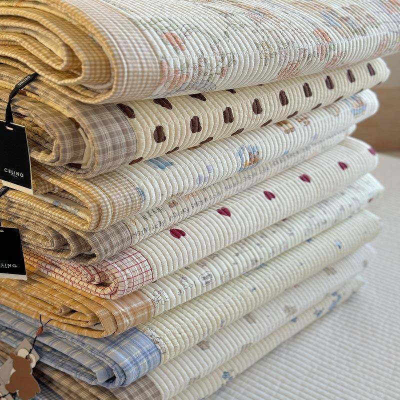 韩风格子撞色包边双面全棉夹棉绗缝高温砂洗床盖三件套防滑床单++,淘宝优惠券,粉丝福利购,淘宝优惠卷