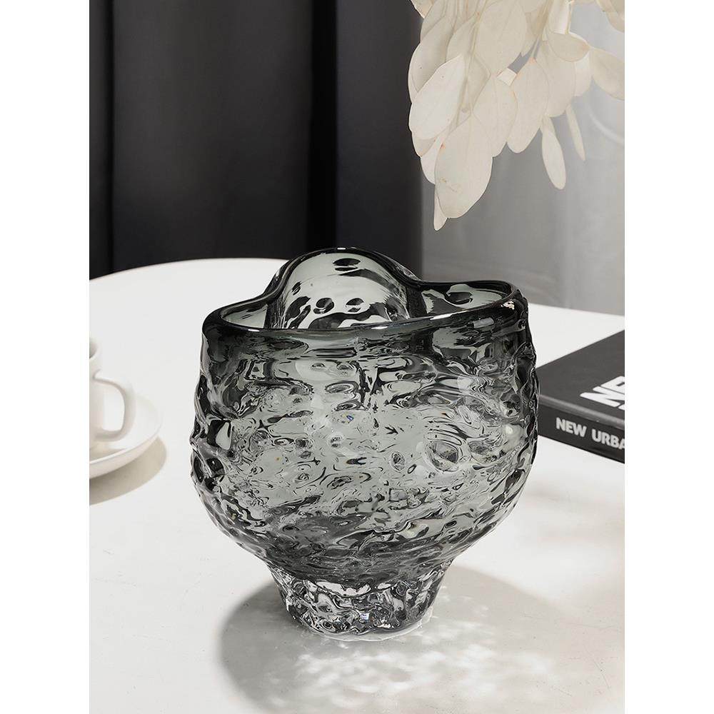 现代轻奢三角口琉璃花器客厅插花高级感茶几摆件高端餐桌前台花瓶,淘宝优惠券,粉丝福利购,淘宝优惠卷