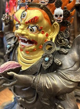 33CM纯铜青铜工艺二臂玛哈嘎啦东藏工艺