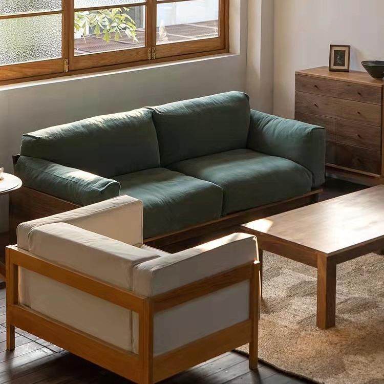 北美黑胡桃木平躺沙发实木布艺沙发客厅家具樱桃木原木沙发简约,淘宝优惠券,粉丝福利购,淘宝优惠卷