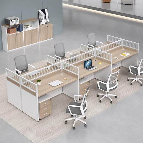 员工办公桌员工工作站简单的现代桌椅组合四人甲板屏风办公桌 - 图3