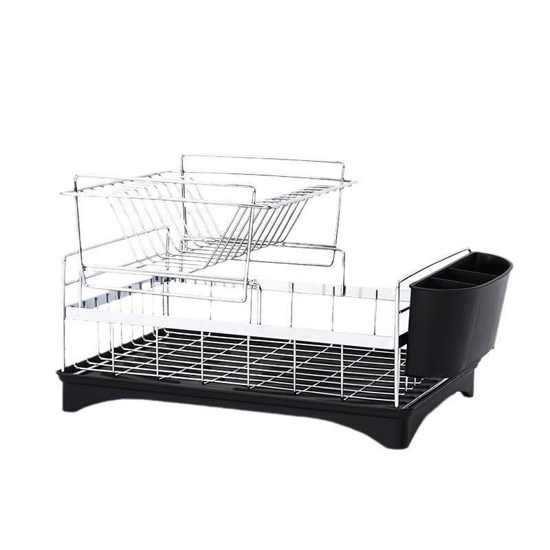 可拆卸厨房双层碗碟架家用不锈钢餐具收纳置物架碗筷沥水架放碗架 - 图0