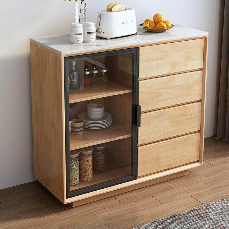 北欧全实木餐边柜岩板简约多功能玻璃储物柜客厅茶水收纳柜玄关柜,淘宝优惠券,粉丝福利购,淘宝优惠卷