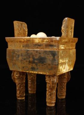 厂家收藏瑰岚米玲杂项玩水复古工艺品居晶做旧舍古利鼎家摆饰