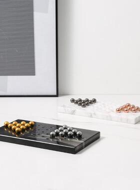 现代简约创意大饰理AAF石金属棋子棋客盘厅件样板房茶几创意软摆