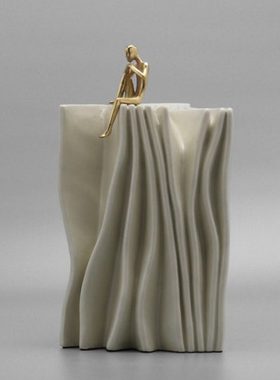 现代新中式桌面摆件创意工艺品摆设样板房间客厅人物简约软装饰品