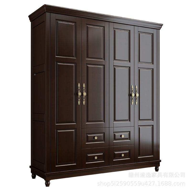美式美式衣柜衣柜实木四门抽衣柜带约现代经组济型简家用卧室大橱 - 图3