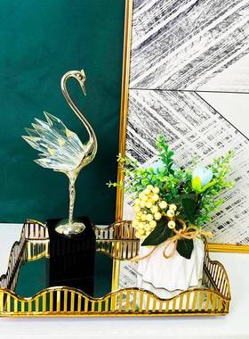 水晶石天轻居装饰桌面家摆件客厅电视奢柜玄关SJ-0004柜合金轻奢