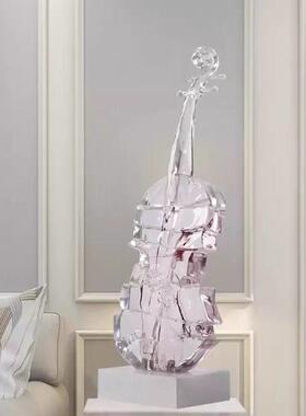 品创意明小提装饰客厅轻透奢书房78767Z28现代酒柜琴艺术雕塑摆件