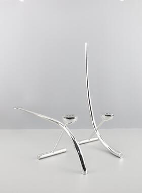 现代简约金属半圆弧形烛台摆件酒店西餐厅餐桌餐厅客厅家居装饰品