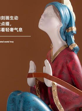 国潮现代名族风格酒店装饰摆件家居树脂工艺艺术品客厅发财树