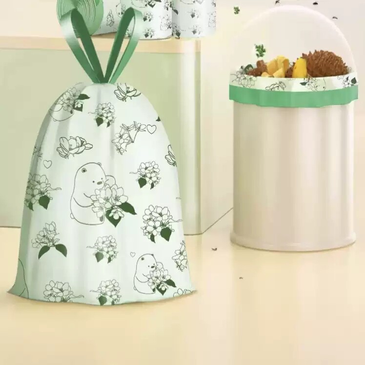 印花抽绳垃圾袋家用客厅手提式塑料袋宿舍拉级袋