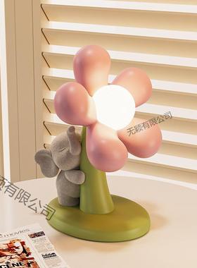 迷台可你小花室爱卧小夜灯床头柜卧室房间化妆梳妆桌面摆件无颖有