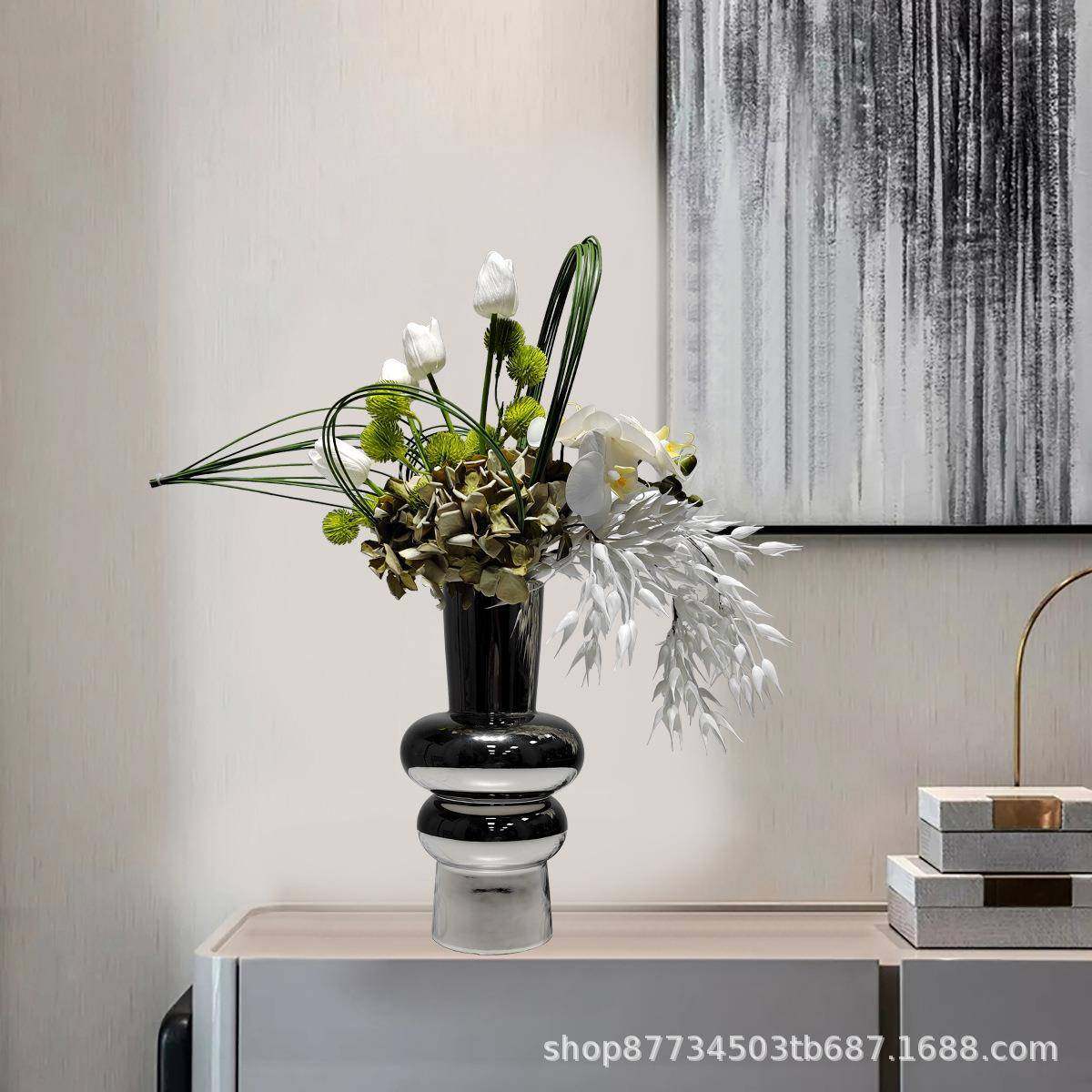 轻奢仿真花艺装饰摆件客厅样板间酒店售楼处洽谈桌面花瓶假花摆设,淘宝优惠券,粉丝福利购,淘宝优惠卷