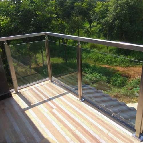 304不锈钢楼梯扶手工程立柱室内外家用卡夹免开孔阳台玻璃护栏杆 - 图0