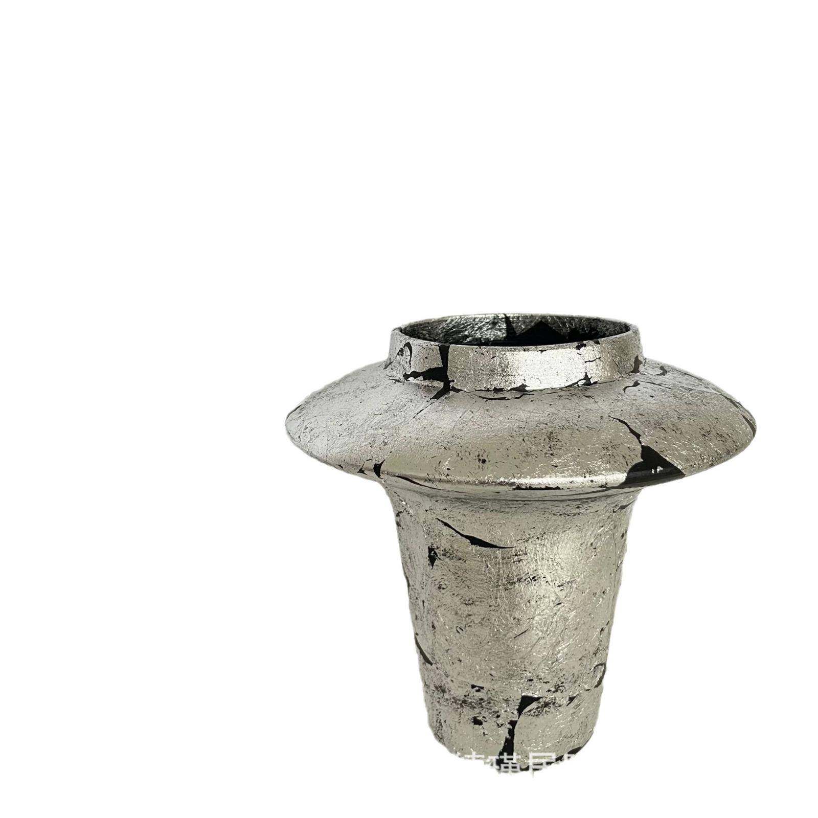 轻奢风手作陶瓷花器银箔极简风软装搭配异形创意台面花瓶摆件,淘宝优惠券,粉丝福利购,淘宝优惠卷