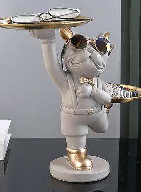 入户关放遥钥匙收器纳盒摆件狗门口鞋柜置物556托盘客厅玄茶几控